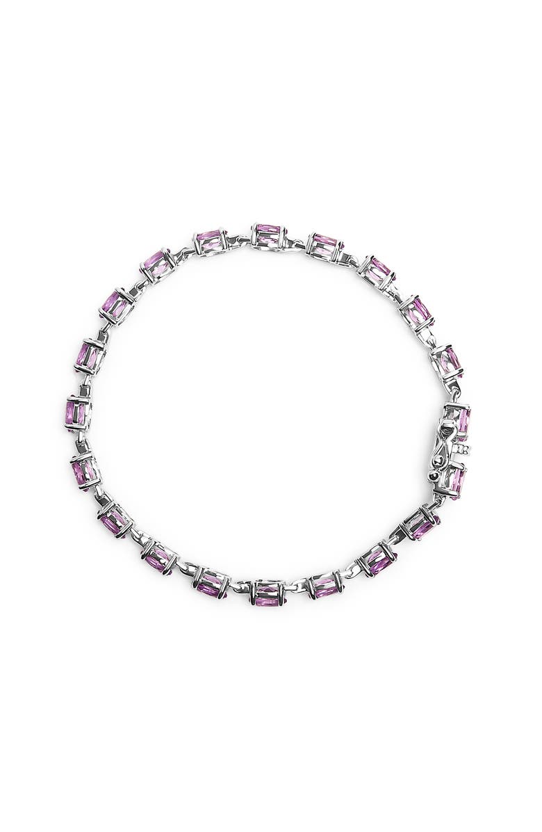 Haus of Brilliance .925 Sterling Silver 8 1/2 Cttw Oval Shaped Purple Amethyst Link Bracelet, Alternate, color, White