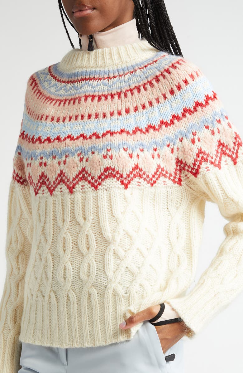 Moncler Grenoble Fair Isle Cable Knit Sweater, Alternate, color, 