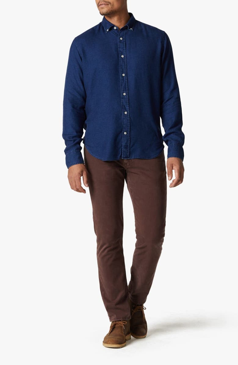 34 Heritage Lyocell Denim Button-Down Shirt, Alternate, color, Mid Indigo