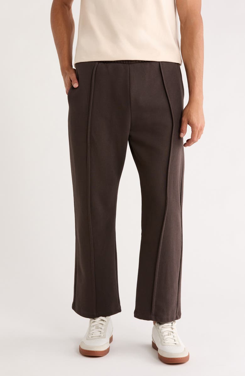 DENIM AND FLOWER Relaxed Fit Front Seam Knit Pants, Main, color, Brown