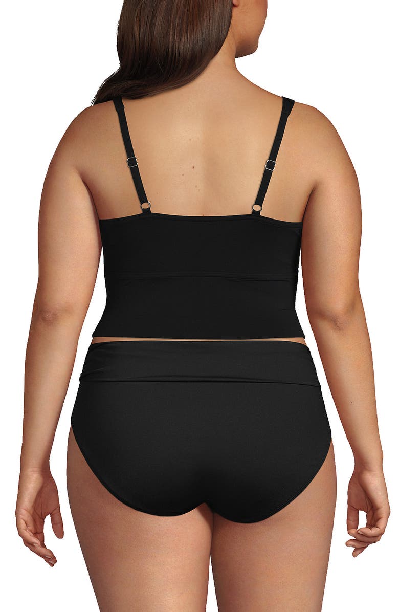 Lands' End Plus Size DD-Cup V-Neck Wrap Midkini Top, Alternate, color, Black