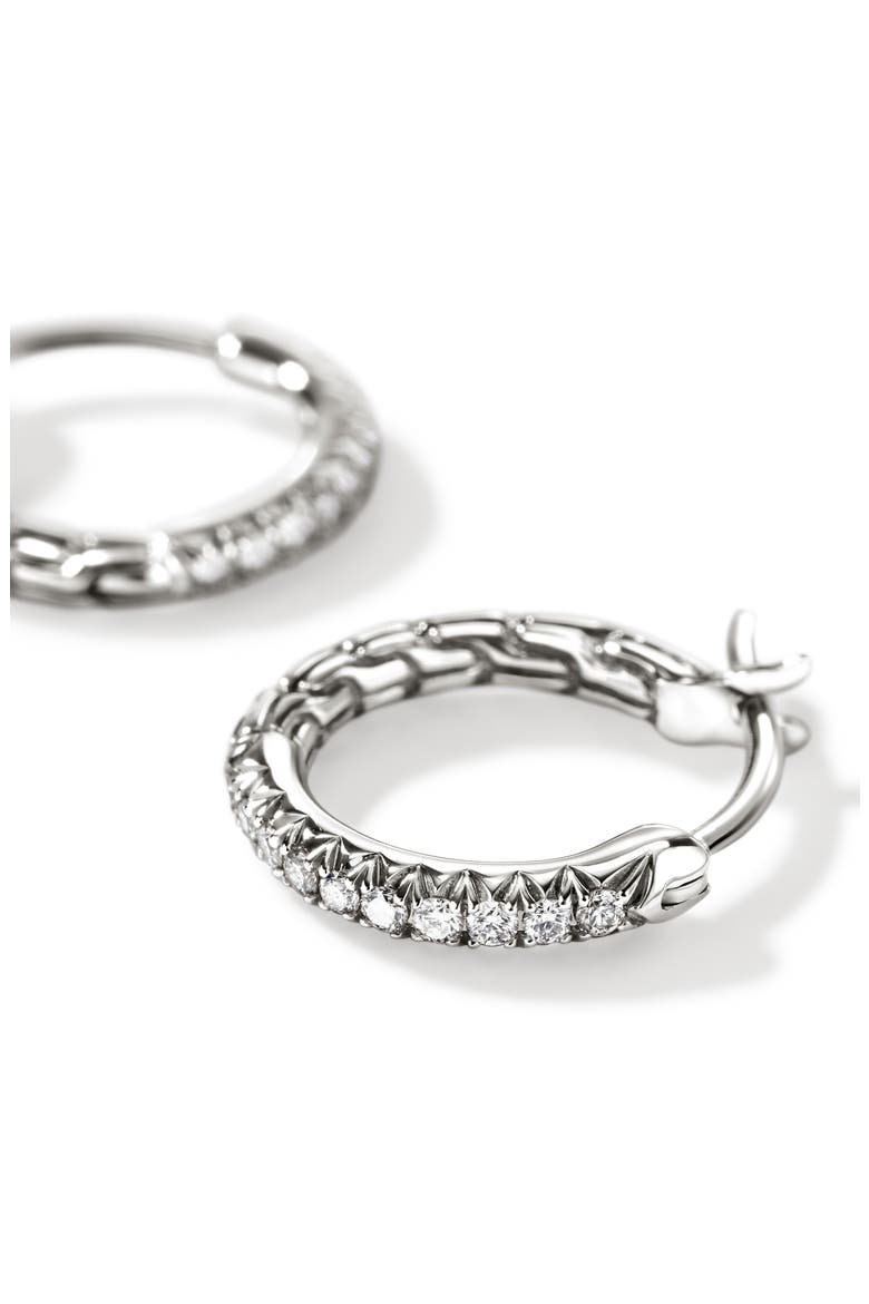JH Essentials Pavé Hoop Earrings, Sterling Silver, Diamonds, 13mm, Alternate, color, SILVER/ DIAMONDS