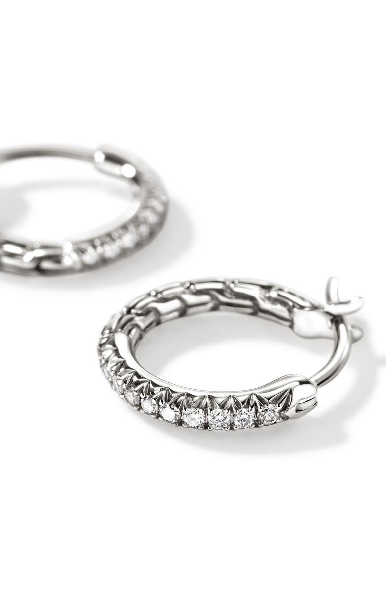 John Hardy JH Essentials Pavé Hoop Earrings, Sterling Silver, Diamonds, 13mm, Alternate, color, Silver/ Diamonds