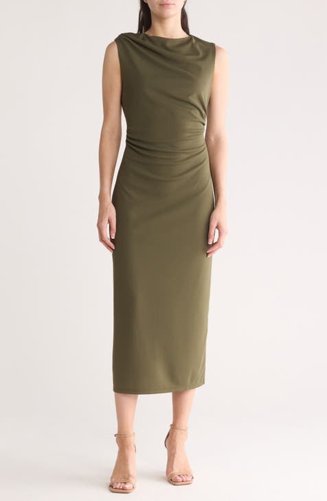 Sleeveless Draped Midi Dress