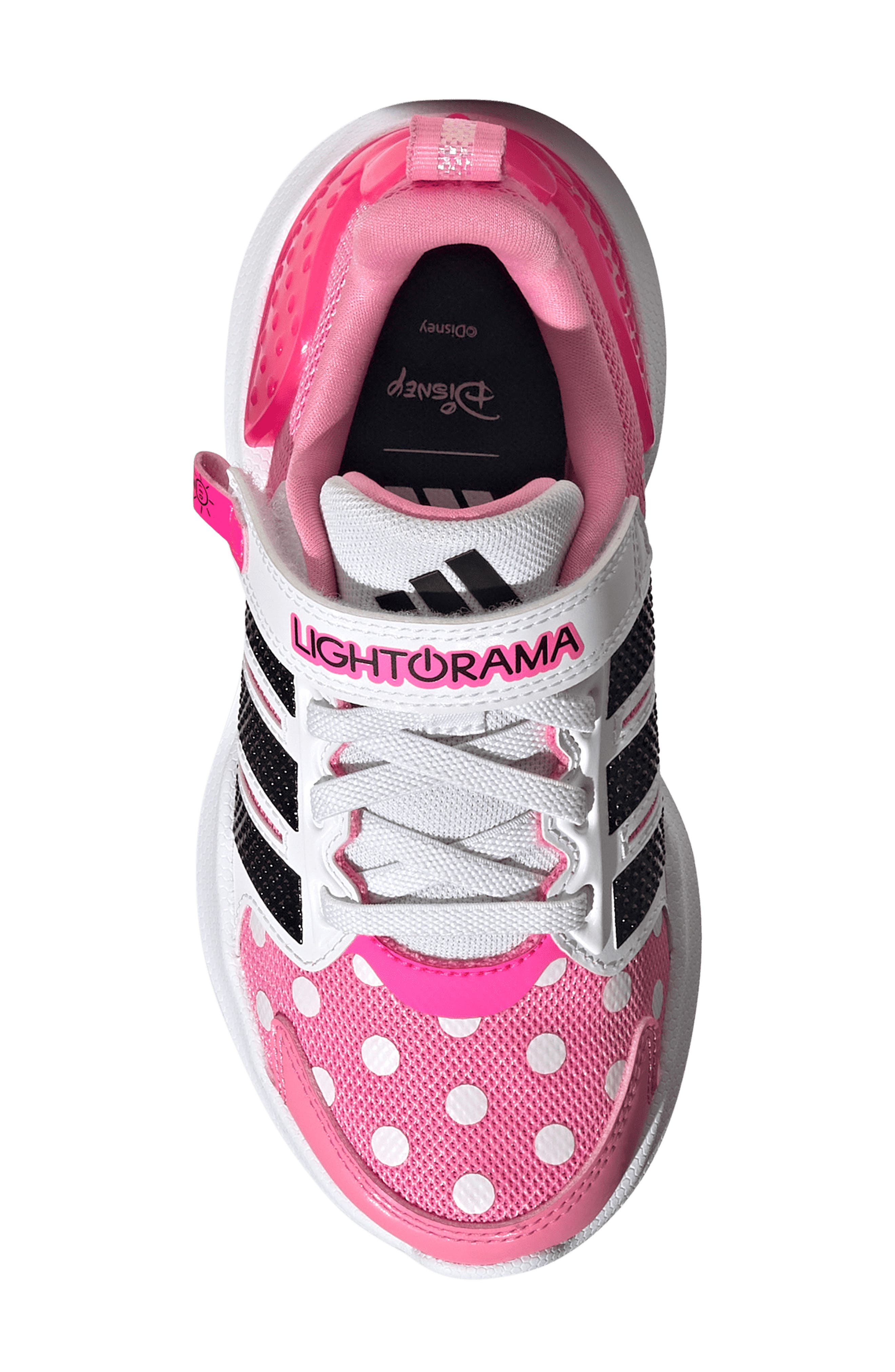adidas x Disney<sup>®</sup> Kids' Lightorama Minnie Mouse Light-Up Sneaker, Alternate, color, Bliss Pink/ Black/ Lucid Pink