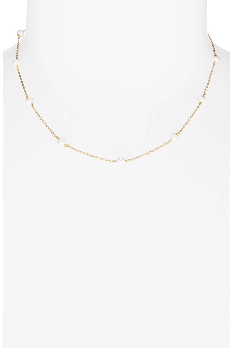 Classic Faux Pearl Station Necklace, Alternate, color, GOLD