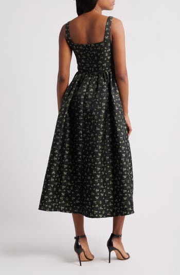 Celine Floral Corset Cocktail Midi Dress