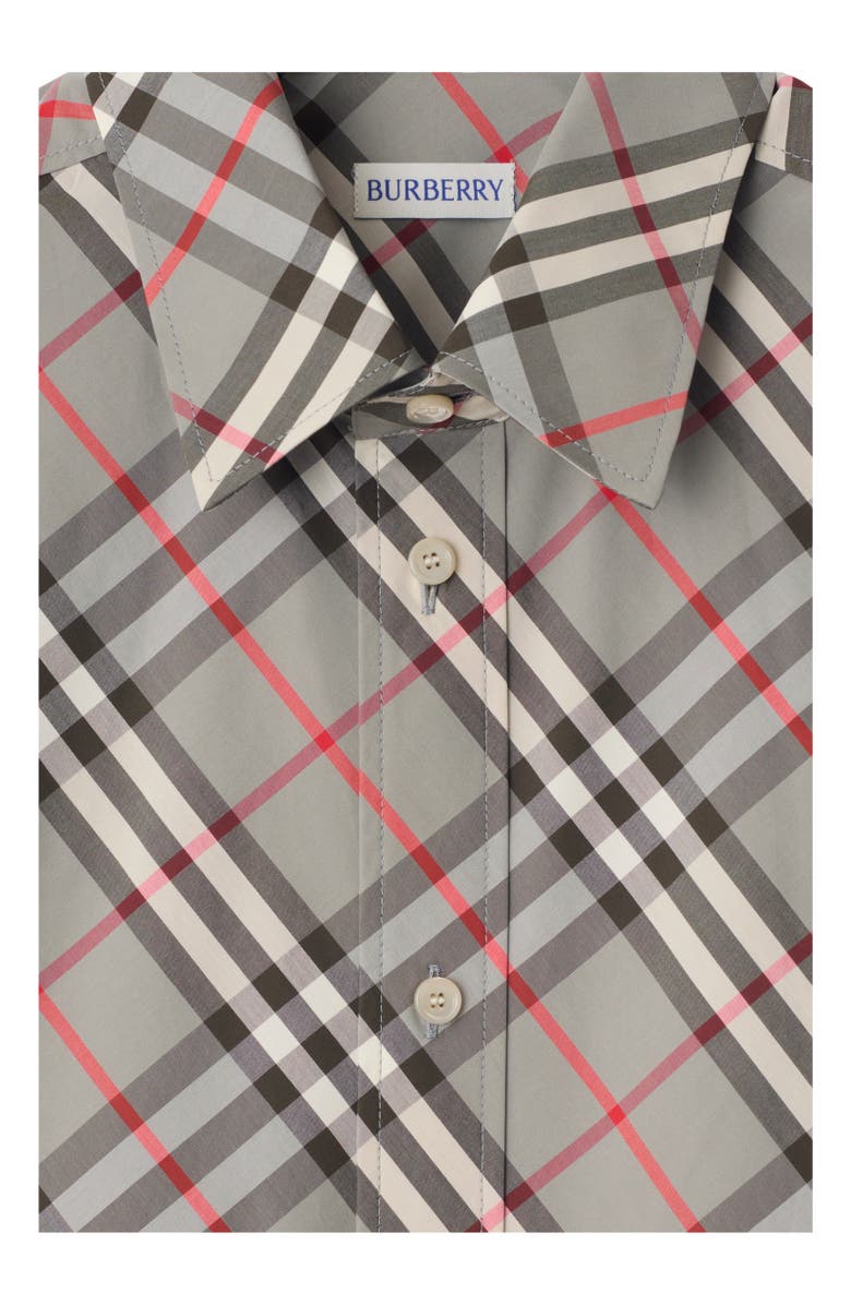 Burberry Relaxed Fit Check Cotton Shirt, Alternate, color, Mauve Grey