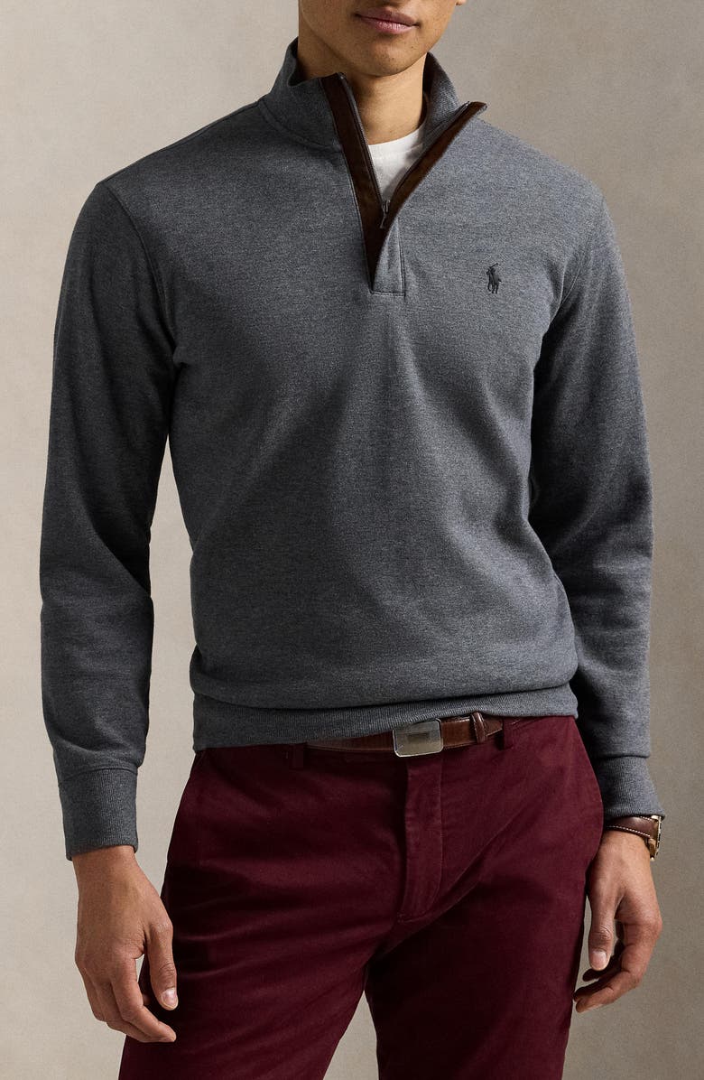 Polo Ralph Lauren Cotton Blend Quarter Zip Pullover, Alternate, color, Barclay Heather