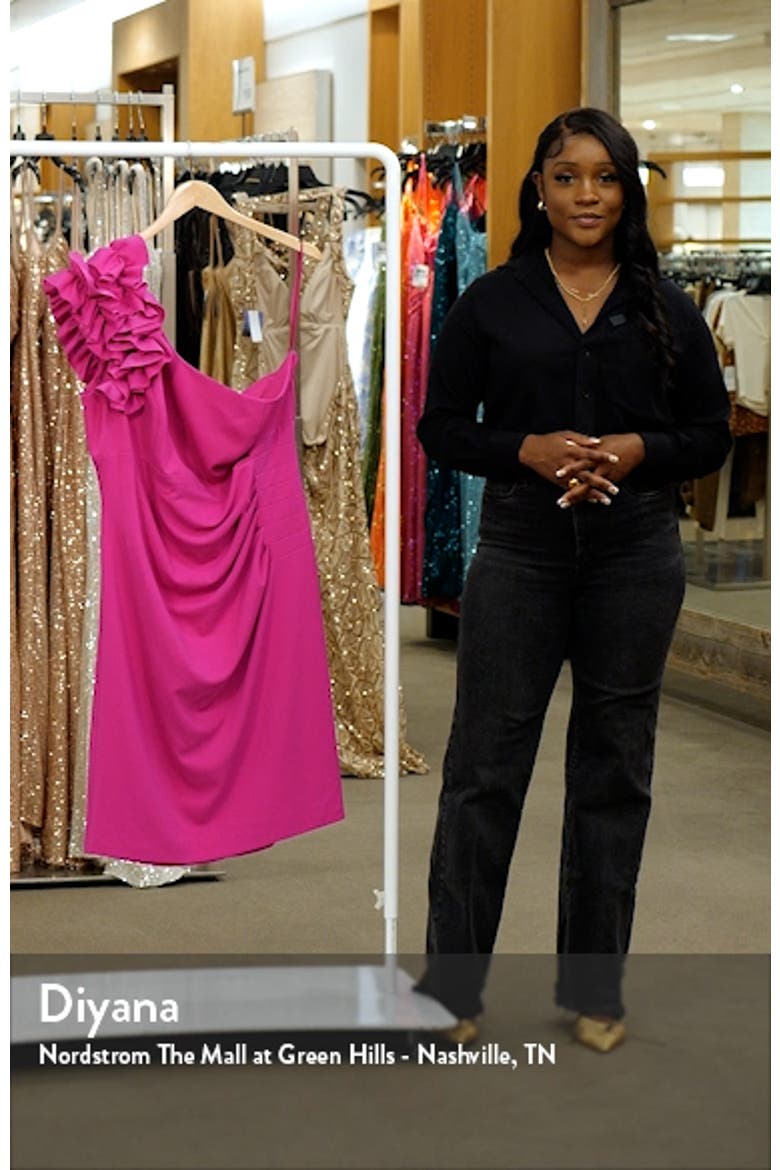 Ruffle One-Shoulder Scuba Crepe Cocktail Dress video