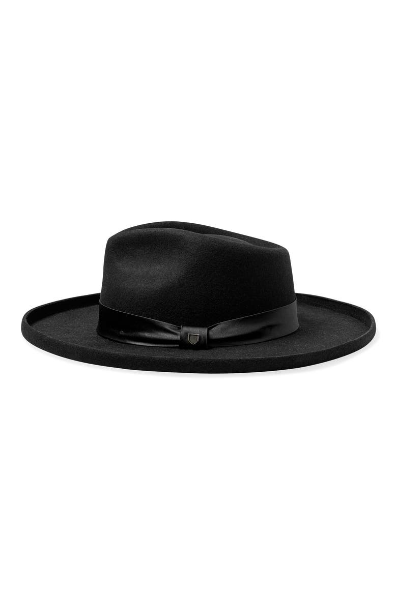 Victoria Felted Wool Fedora, Alternate, color, BLACK/ BLACK SATIN