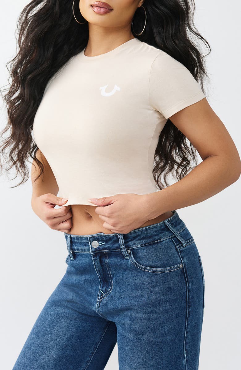 True Religion Buddha Relax Shrunken Tee, Alternate, color, Fog