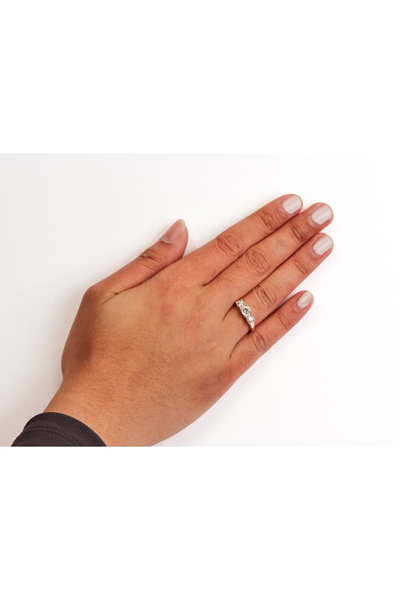 10K Gold 1/2 Cttw Round Diamond Three Stone Illusion Plate Ring, Alternate, color, Yellow Gold