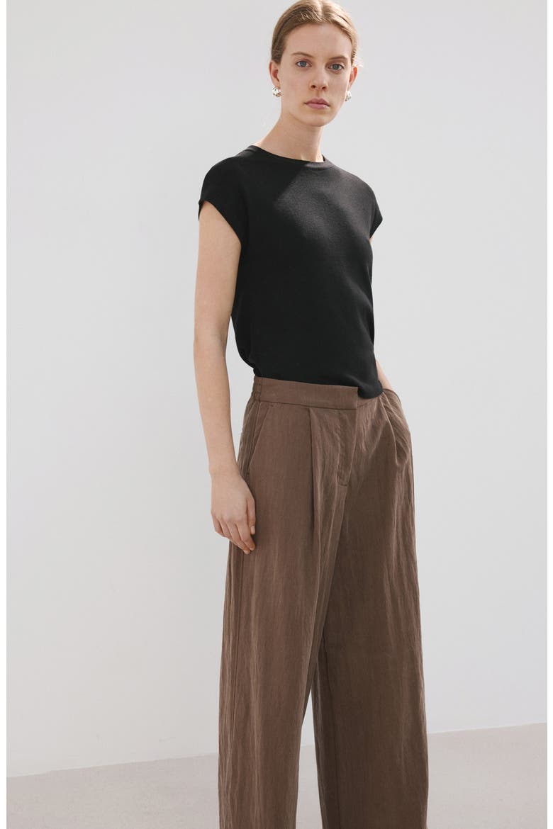 Straight Leg Lyocell Pants, Alternate, color, BROWN