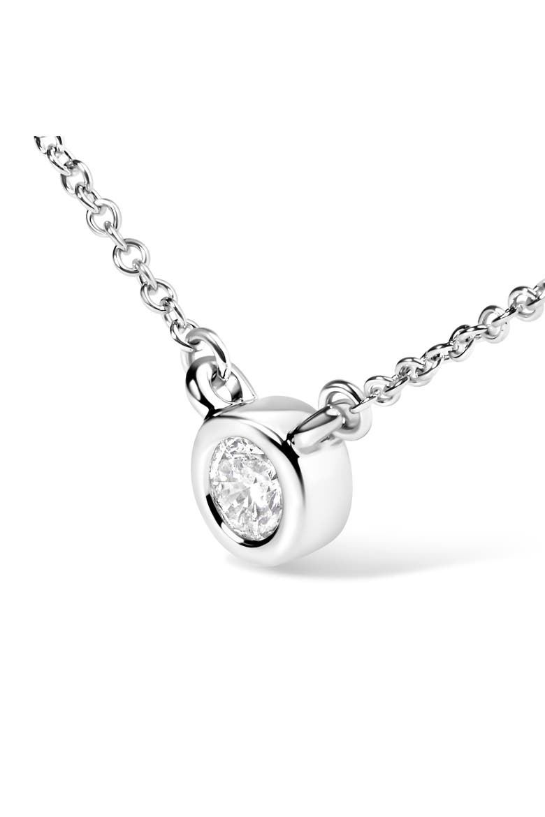 10K White Gold 1/2 Carat Diamond Modern Bezel-Set Solitaire Pendant Necklace, Alternate, color, White