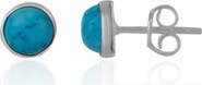 Spero London Blue Turquoise Dome Sterling Silver Stud Earrings