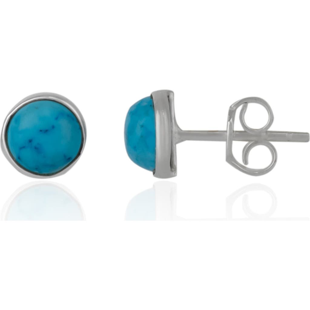 Spero London Blue Turquoise Dome Sterling Silver Stud Earrings In Silver