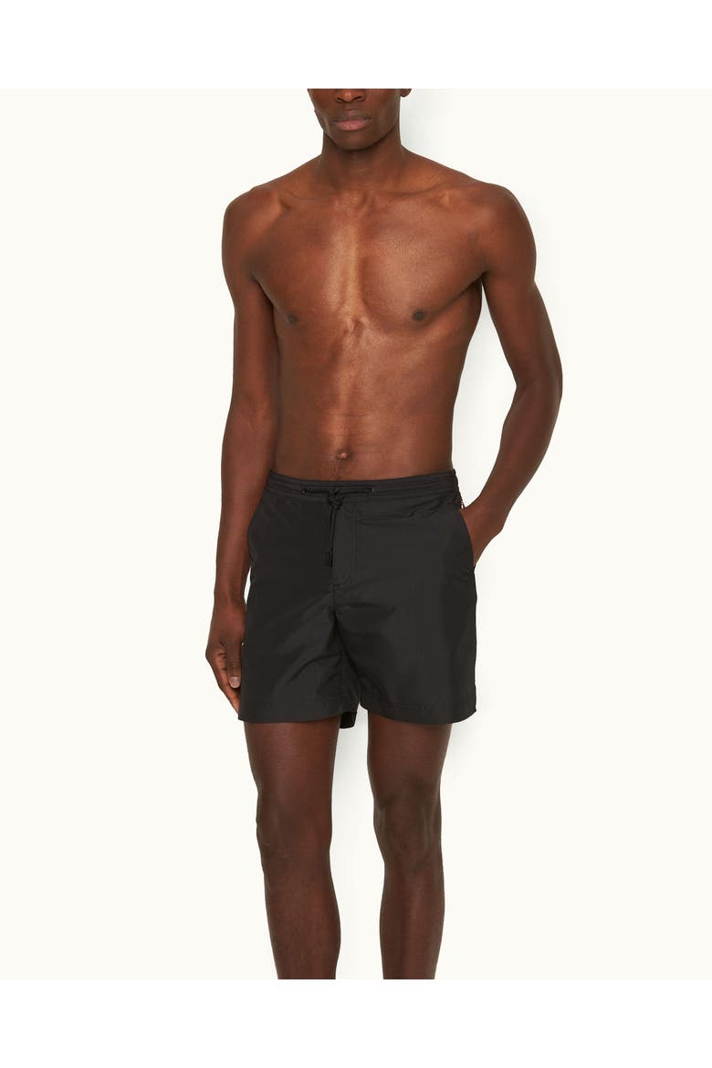 Bulldog Drawcord Mid-Length Lightweight Drawcord Swim Shorts, Main, color, Black