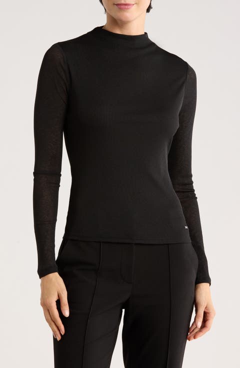 Long Sleeve Fitted Funnel Neck Top