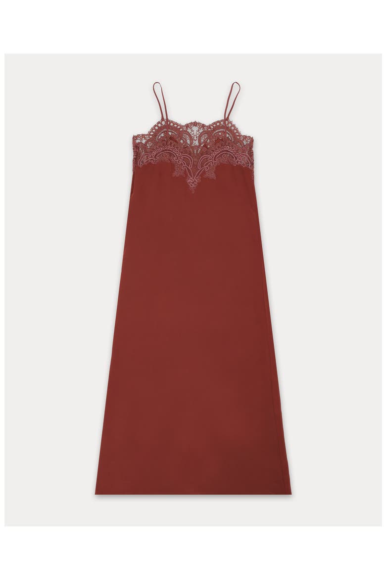 Alizée Embroidered Silk Dress, Alternate, color, Burgundy