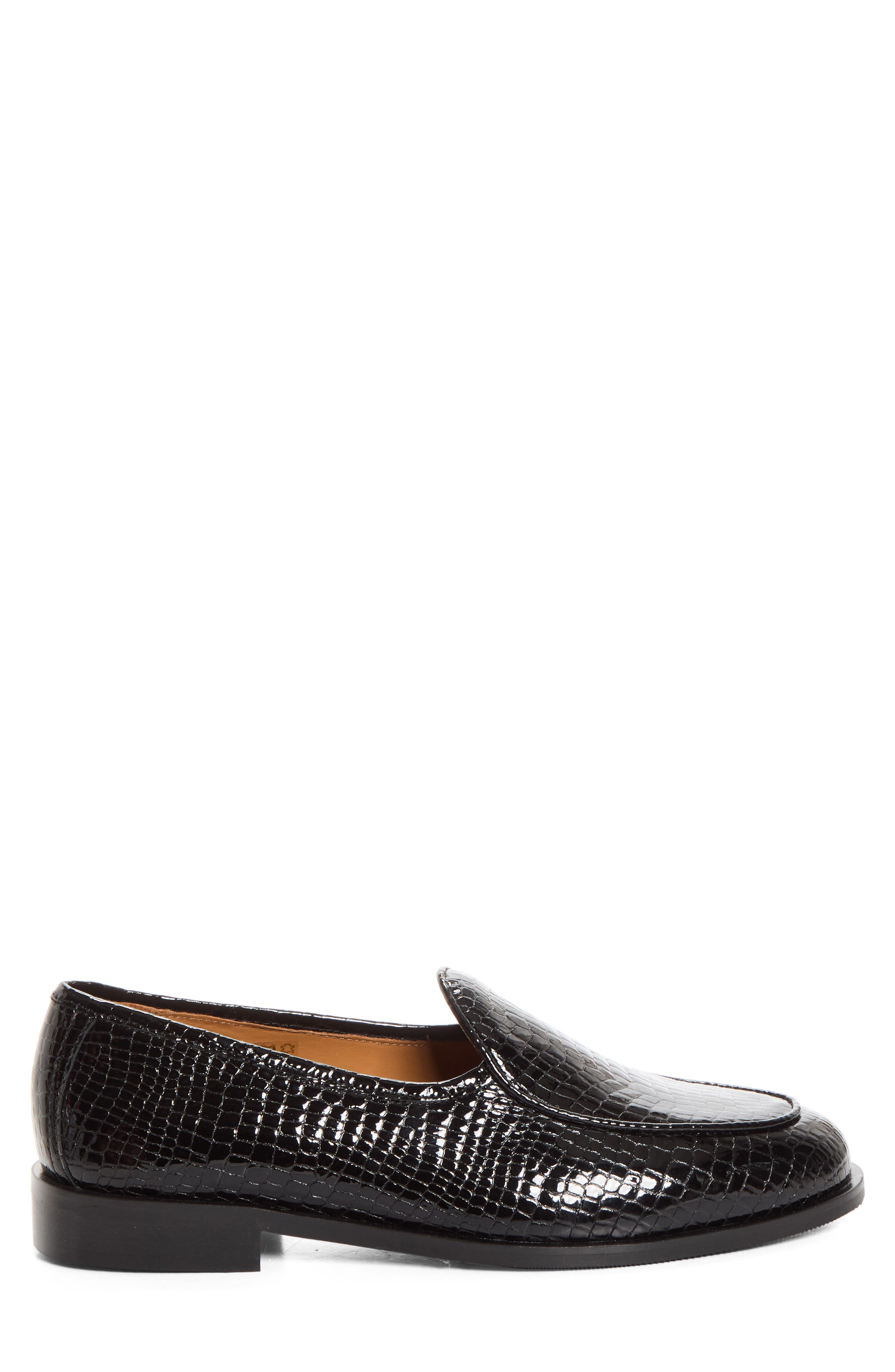 Jacques New Croc Embossed Patent Leather Loafer, Alternate, color, PATENT CROC BLACK