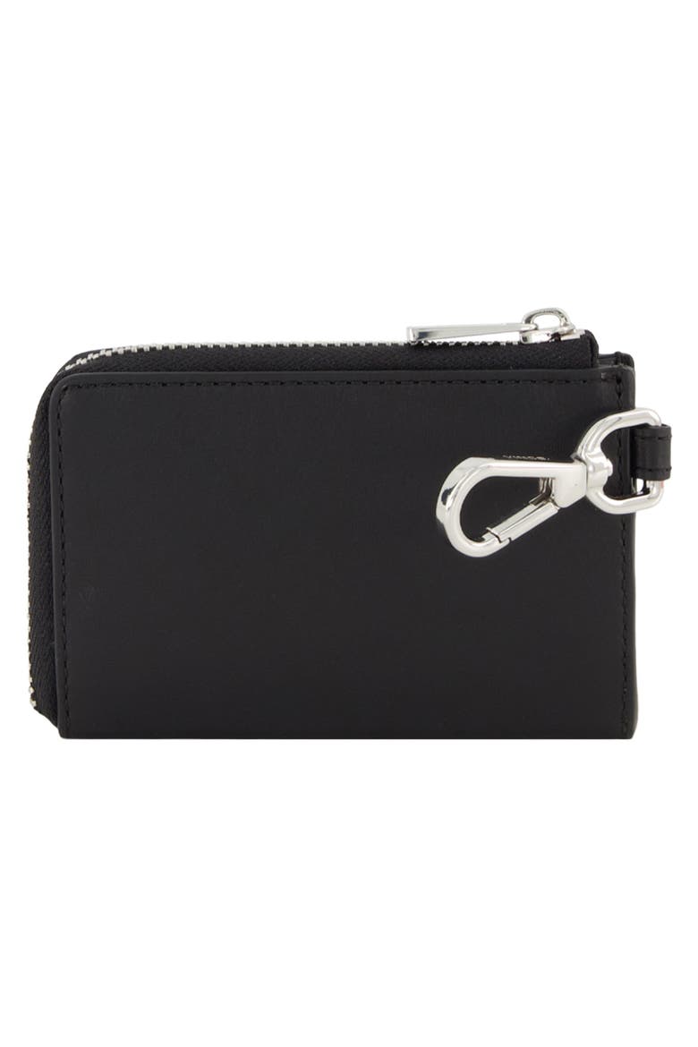 Zip Top Leather Card Case, Alternate, color, BLACK