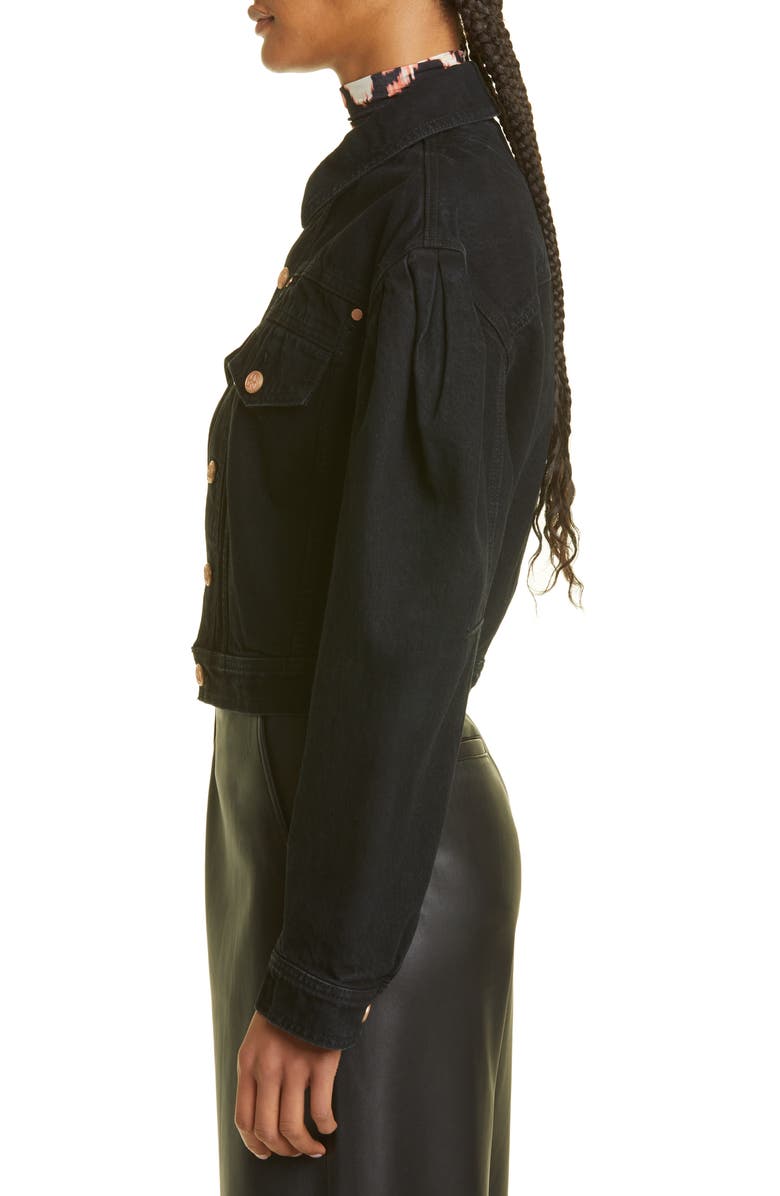 Ulla Johnson The Cosette Lantern Sleeve Nonstretch Denim Trucker Jacket, Alternate, color, 