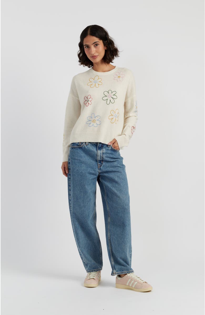 Chinti & Parker Wool-Cashmere Garden Floral Sweater, Alternate, color, Cream