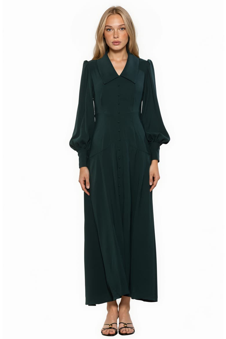 Kate Collared Long Sleeve Maxi Dress, Alternate, color, EMERALD