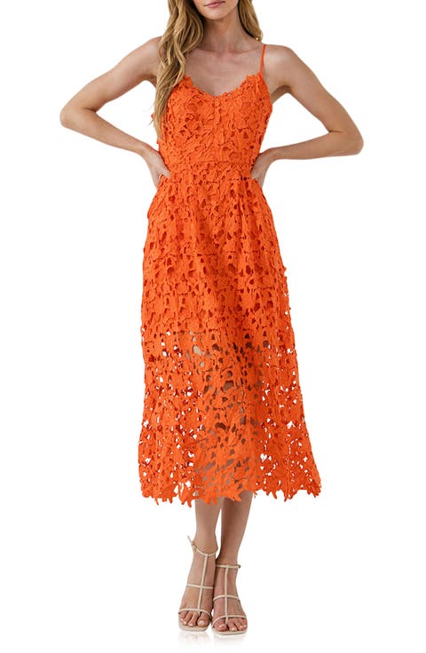 Lace Spaghetti Strap Midi Dress
