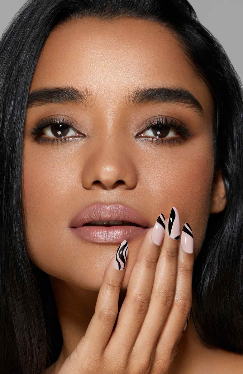 Static Nails Almond Pop-On Reusable Manicure Set, Alternate, color, Sway In Black