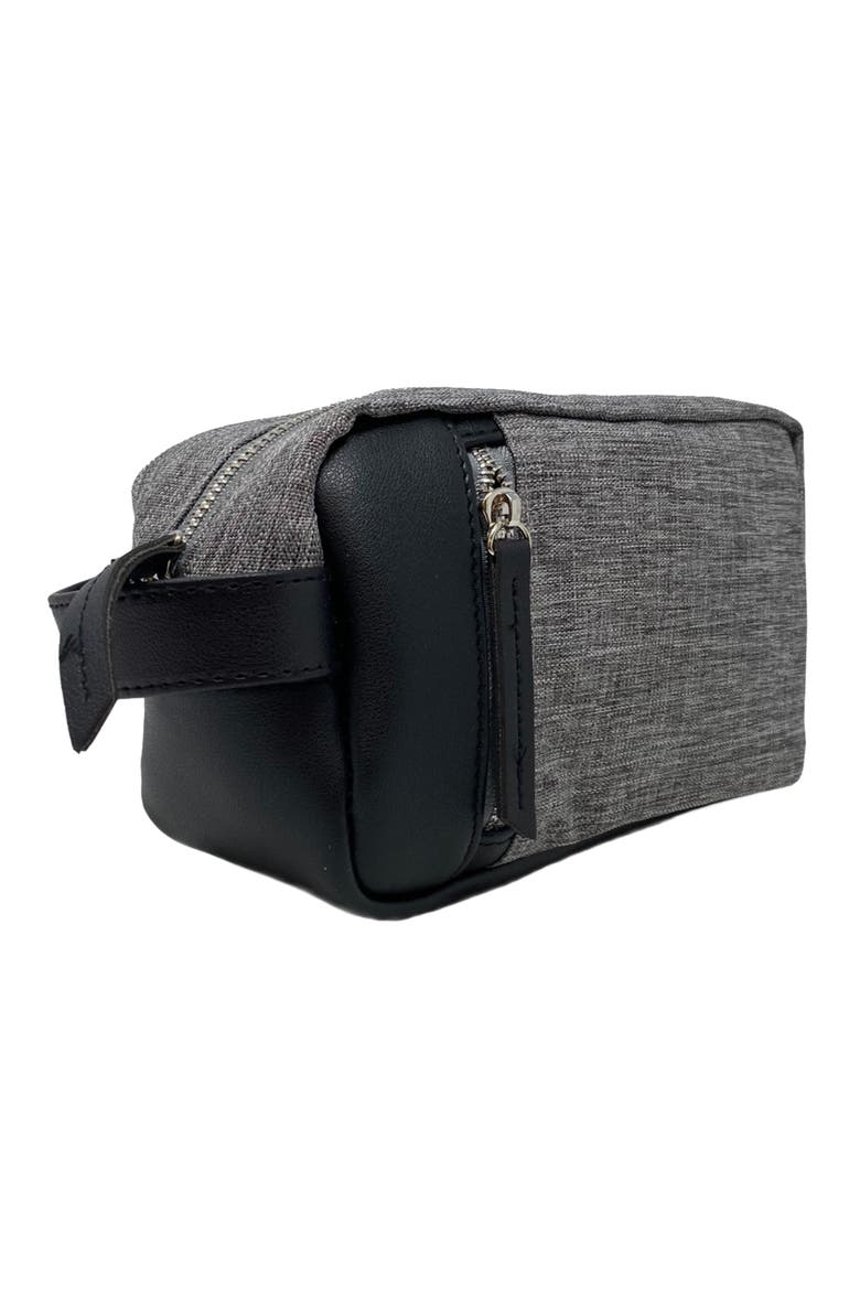 Heather Gray Toiletry Bag with Vegan Leather Trim, Alternate, color, Grey