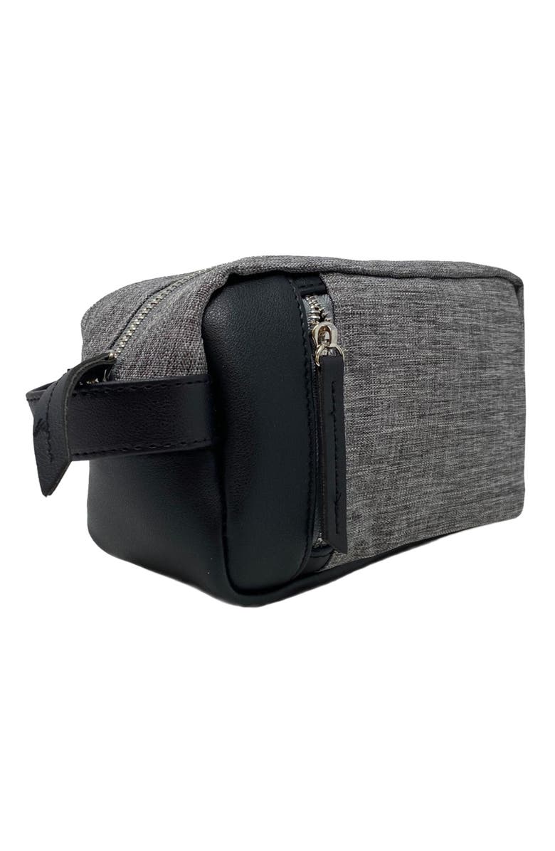 Youzey Heather Gray Toiletry Bag with Vegan Leather Trim, Alternate, color, Grey
