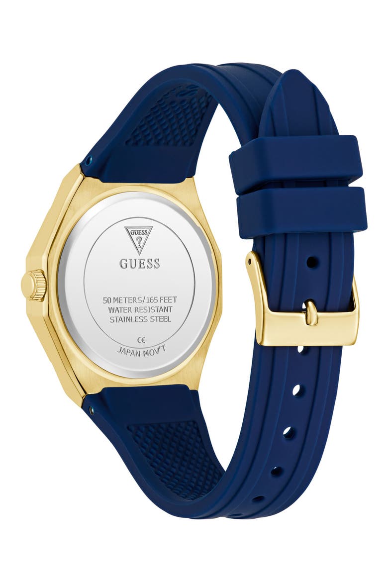 Desire Crystal & Mother-of-Pearl Silicone Strap Watch, 36mm, Alternate, color, BLUE