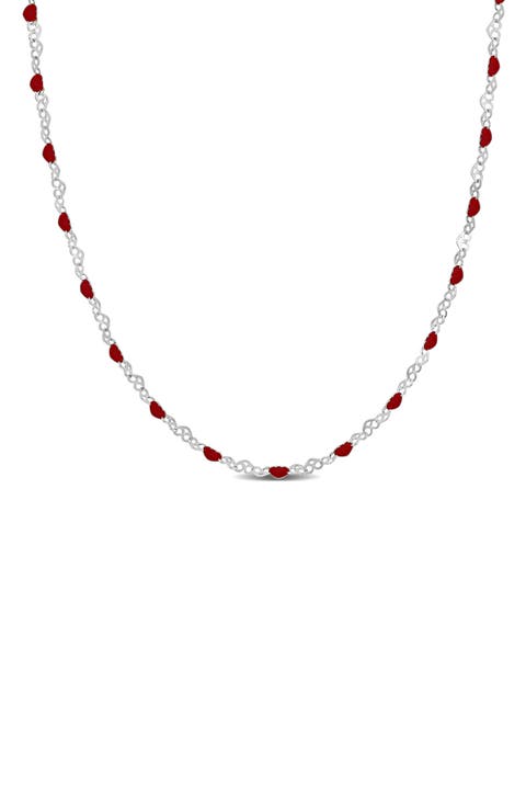 Enamel Heart Link Chain Necklace