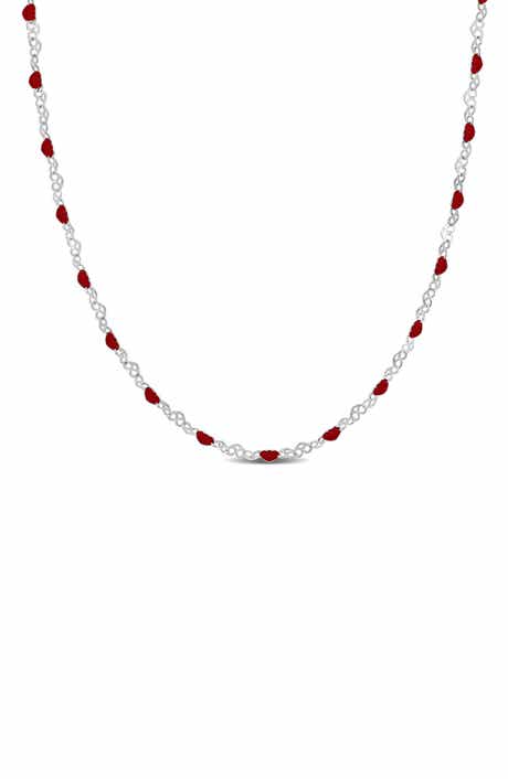 Enamel Heart Link Chain Necklace