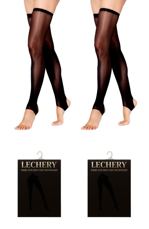 2 Pairs of Glossy Stirrup Thigh Highs