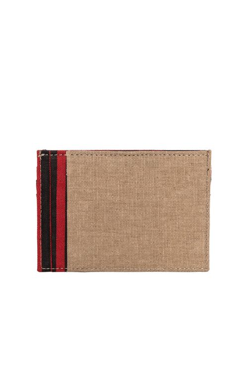Kai & Vrosi K'ai & Vrosi Leather Canvas Cardholder In Beige