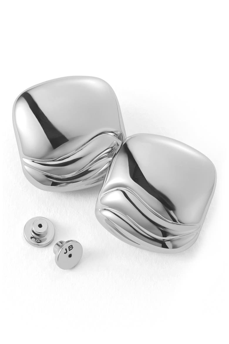 Rue Statement Button Earrings, Alternate, color, HIGH POLISH SILVER