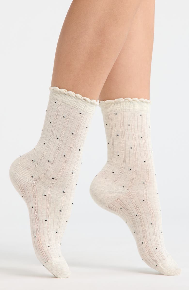 Casa Clara Martinique Polka Dot Crew Socks, Main, color, Grey