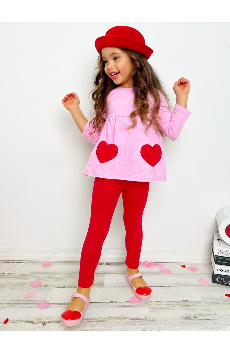 Mia Belle Girls Cupid's Favorite Top and Legging Set, Alternate, color, Pink