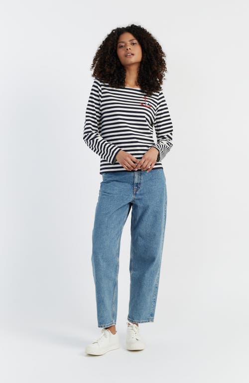 Chinti & Parker Navy Cotton Stripe Snoopy T-shirt In Navy