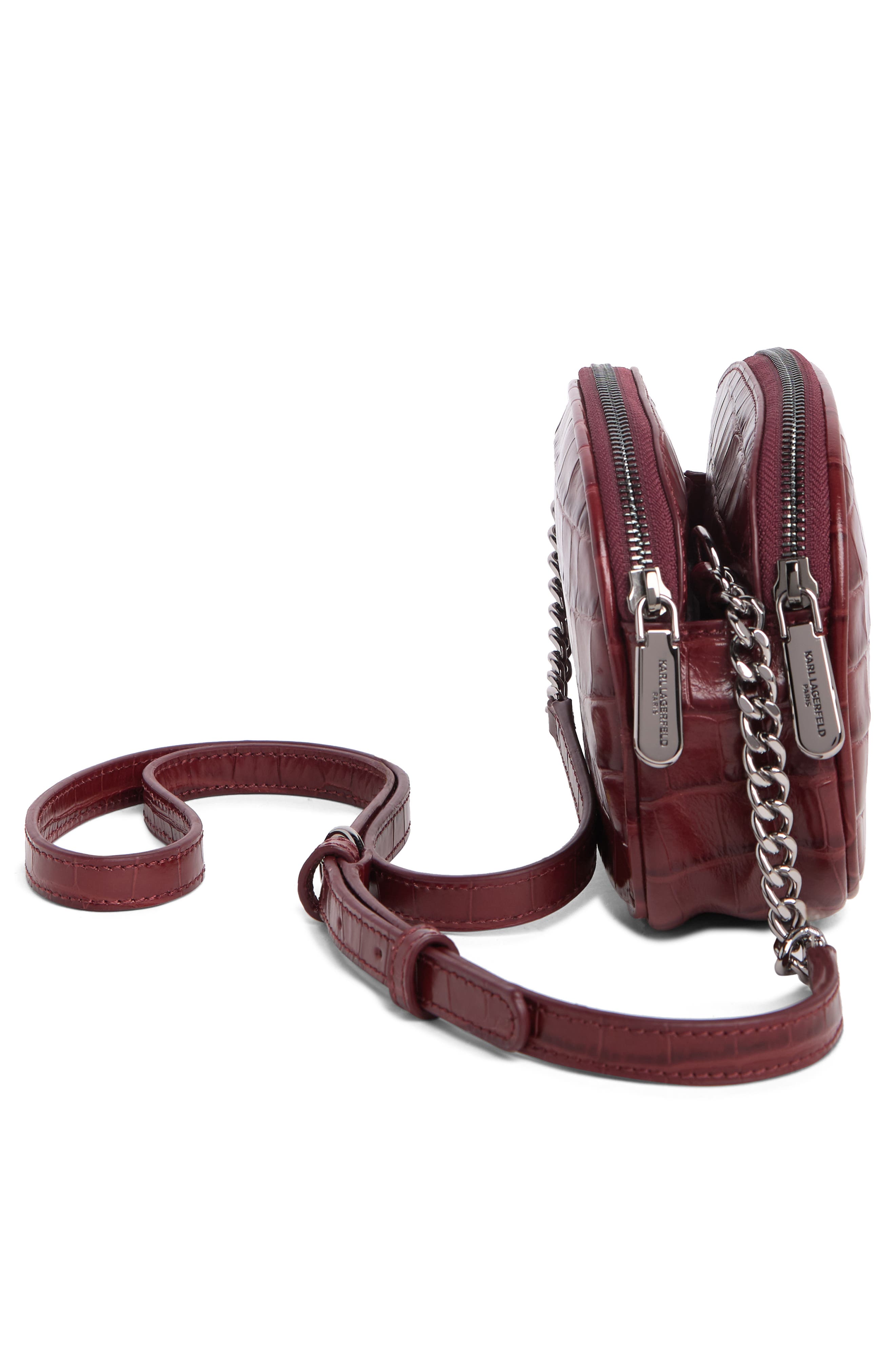 KARL LAGERFELD PARIS Croc Embossed Leather Crossbody Bag, Alternate, color, 