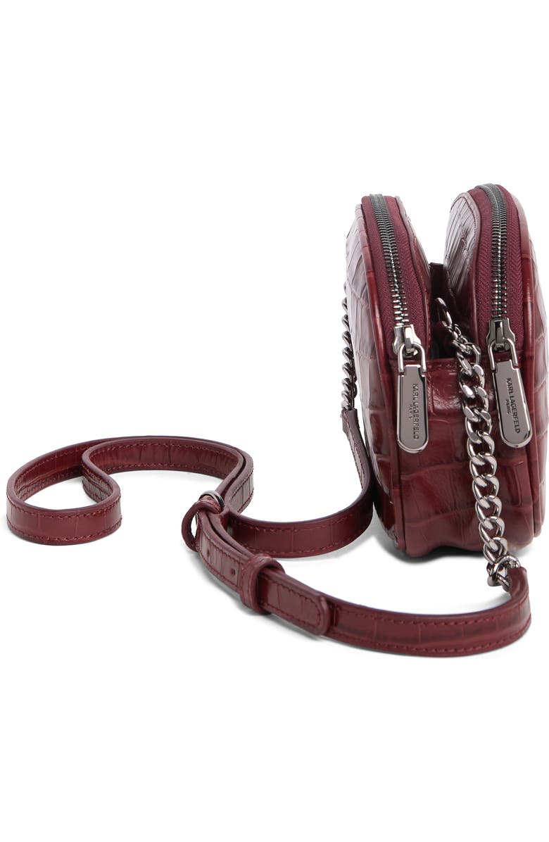 KARL LAGERFELD PARIS Croc Embossed Leather Crossbody Bag, Alternate, color,
