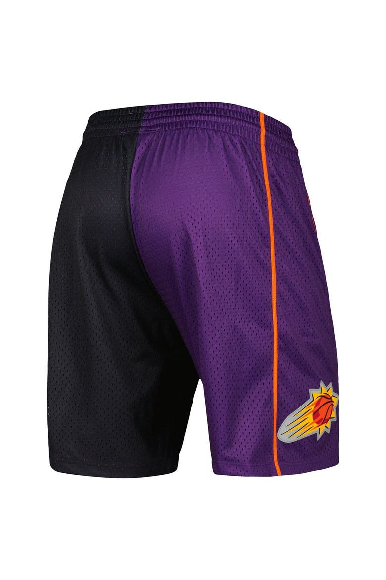 Men's Mitchell & Ness Black/Purple Phoenix Suns Hardwood Classics 2001 Split Swingman Shorts, Alternate, color, Black