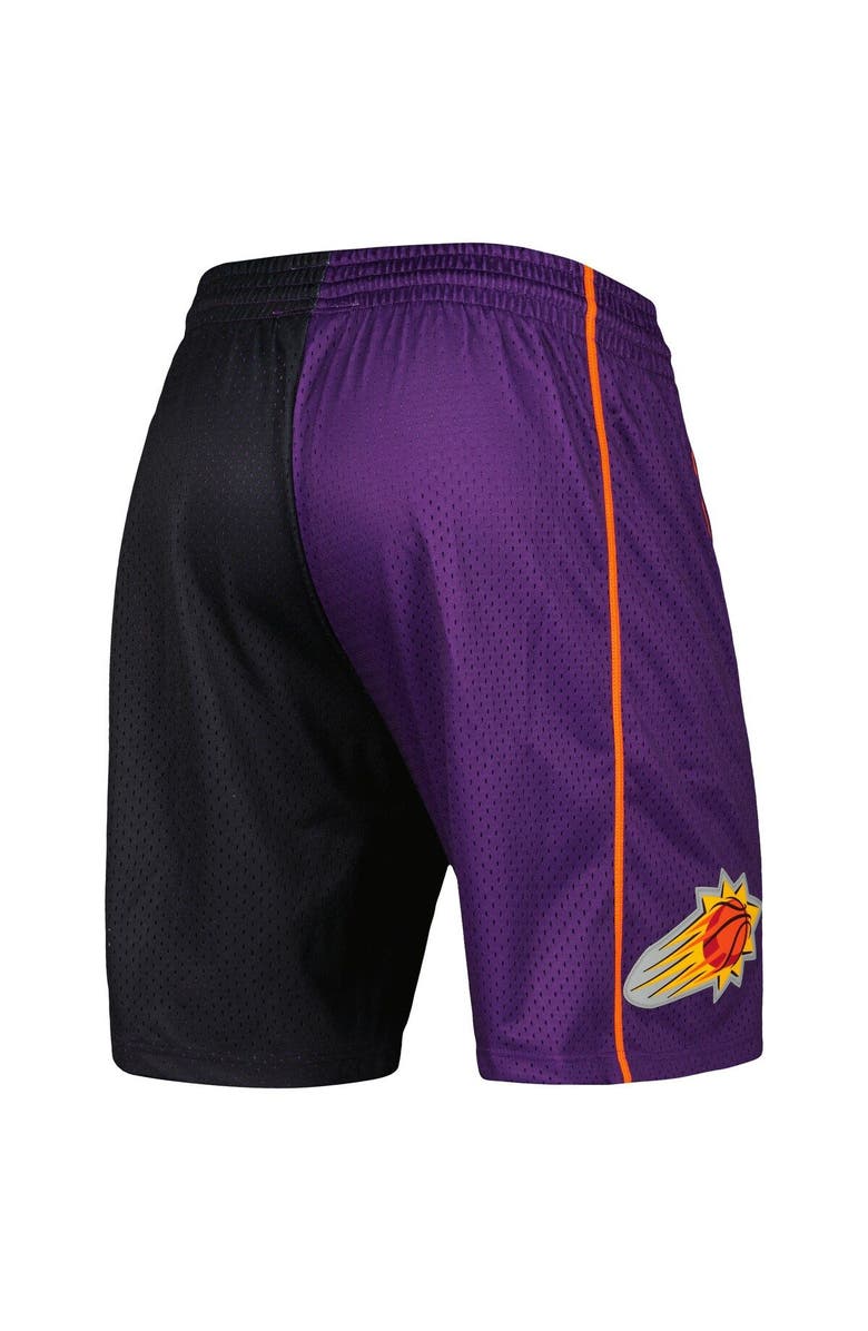 Mitchell & Ness Men's Mitchell & Ness Black/Purple Phoenix Suns Hardwood Classics 2001 Split Swingman Shorts, Alternate, color, Black