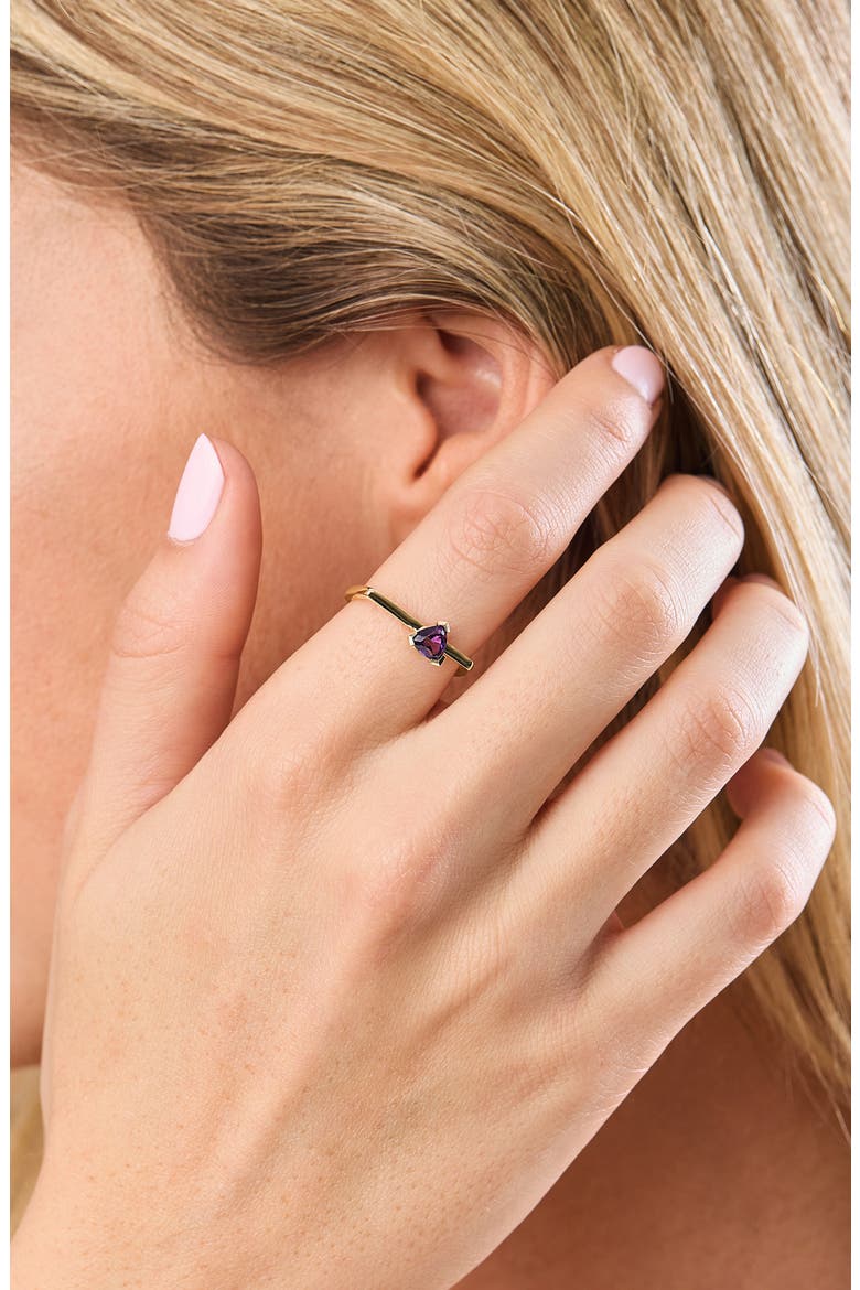 14K Purple Amethyst Trillion Stackable Ring (Online Trunk Show), Alternate, color, 14K YELLOW GOLD/AMETHYST