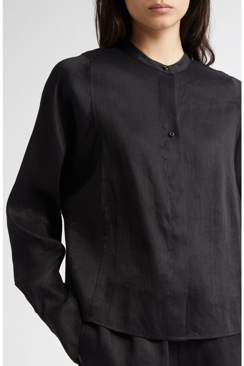 Siara Oversize Linen & Silk Blouse, Alternate, color, BLACK