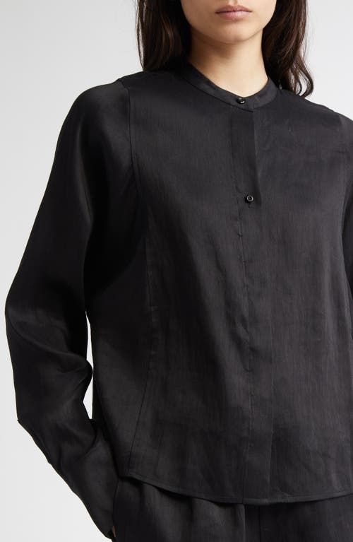 Shop Loulou De Saison Siara Oversize Linen & Silk Blouse In Black