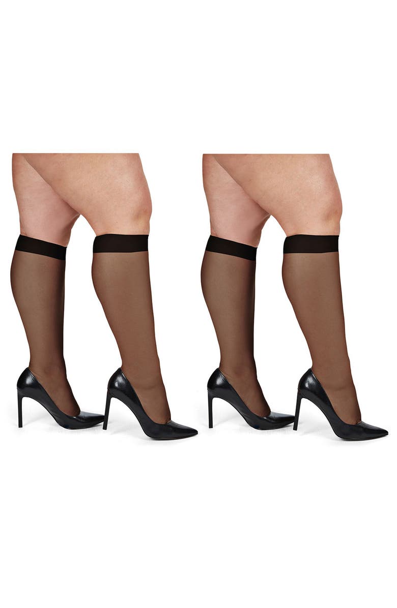 MeMoi 2-Pack Curvy Silky Sheer Knee Highs, Alternate, color, 